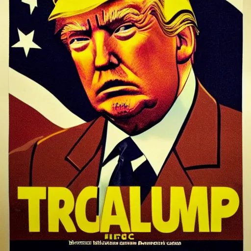 Image similar to propaganda poster with donald trump dressed as hitler