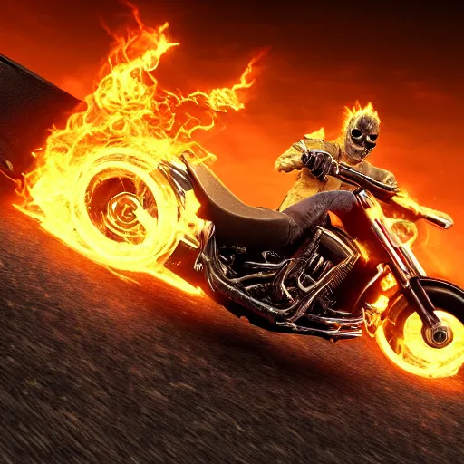 Prompt: Ghost rider in a video game Very detailed 4K quality Super Realistic