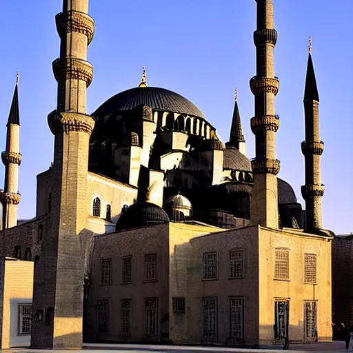 Prompt: suleymaniye mosque made of carbonfiber and textile by johannes vermeer