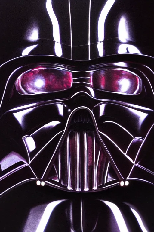 Prompt: detailed portrait of a Darth Vader Santa hybrid with compound eyes, strong neon lighting, raining, mysterious, mirror shades, by glenn fabry, hyper realistic, HD, oil on canvas