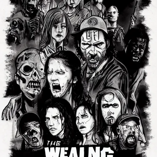 Image similar to the walking dead poster drawn by jeremy hann