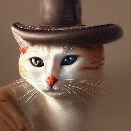 Image similar to a well designed portrait of a cat wearing a sombrero, detailed, realistic, sketch style, artstation, greg rutkowski, 8 k resolution.