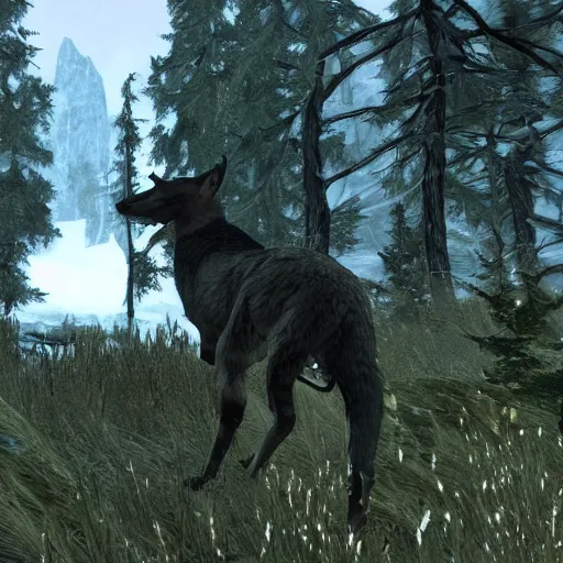 Prompt: trail cam footage of Skyrim