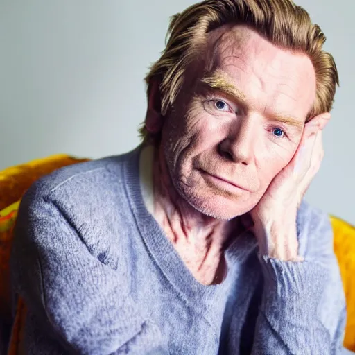 Image similar to dslr photo portrait still of 7 7 year old age 7 7 ewan mcgregor at age 7 7!!!, 8 5 mm f 1. 8