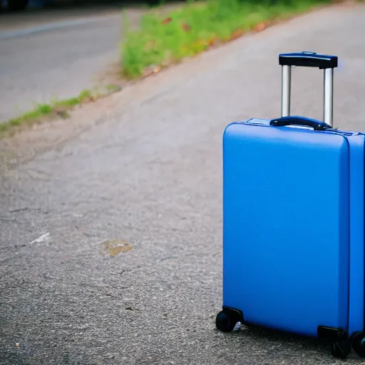 Prompt: blue suitcase