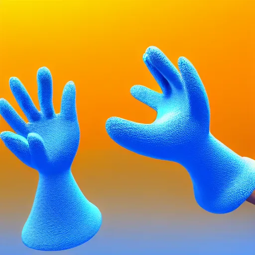 Image similar to a blue glove covered with slime, floating in space, 3 d render, blender, unreal engine, smooth, rendered