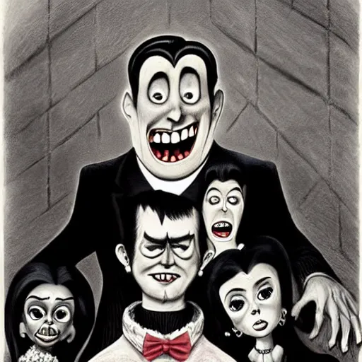 Image similar to the munsters, by charles addams,