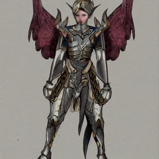 Image similar to angel in armor concept art