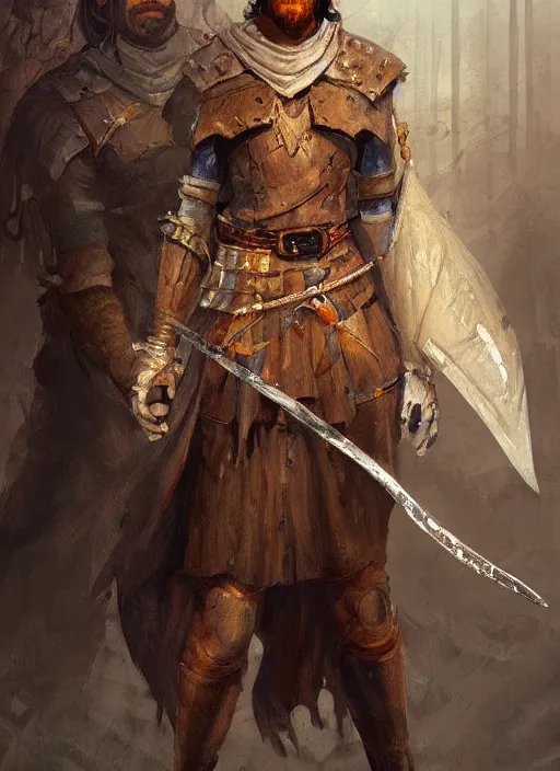 Image similar to highly detailed painting of a cleric warrior by jon foster, high fantasy, trending on artstation