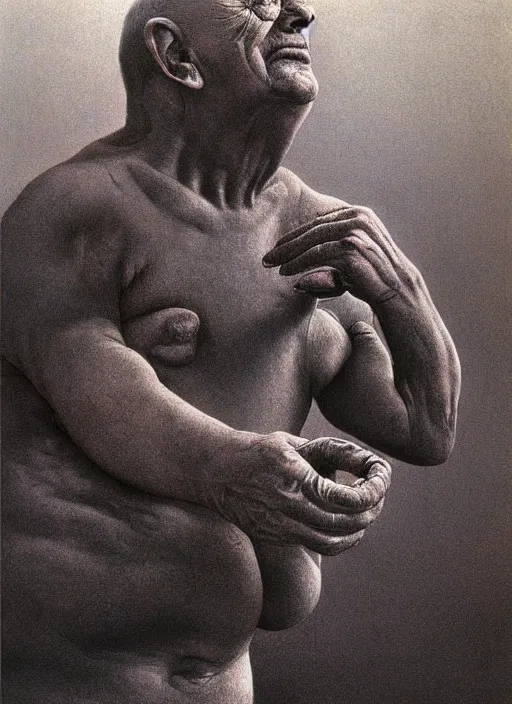 Prompt: fat fist leaking water Zdzislaw Beksinski, highly detailed