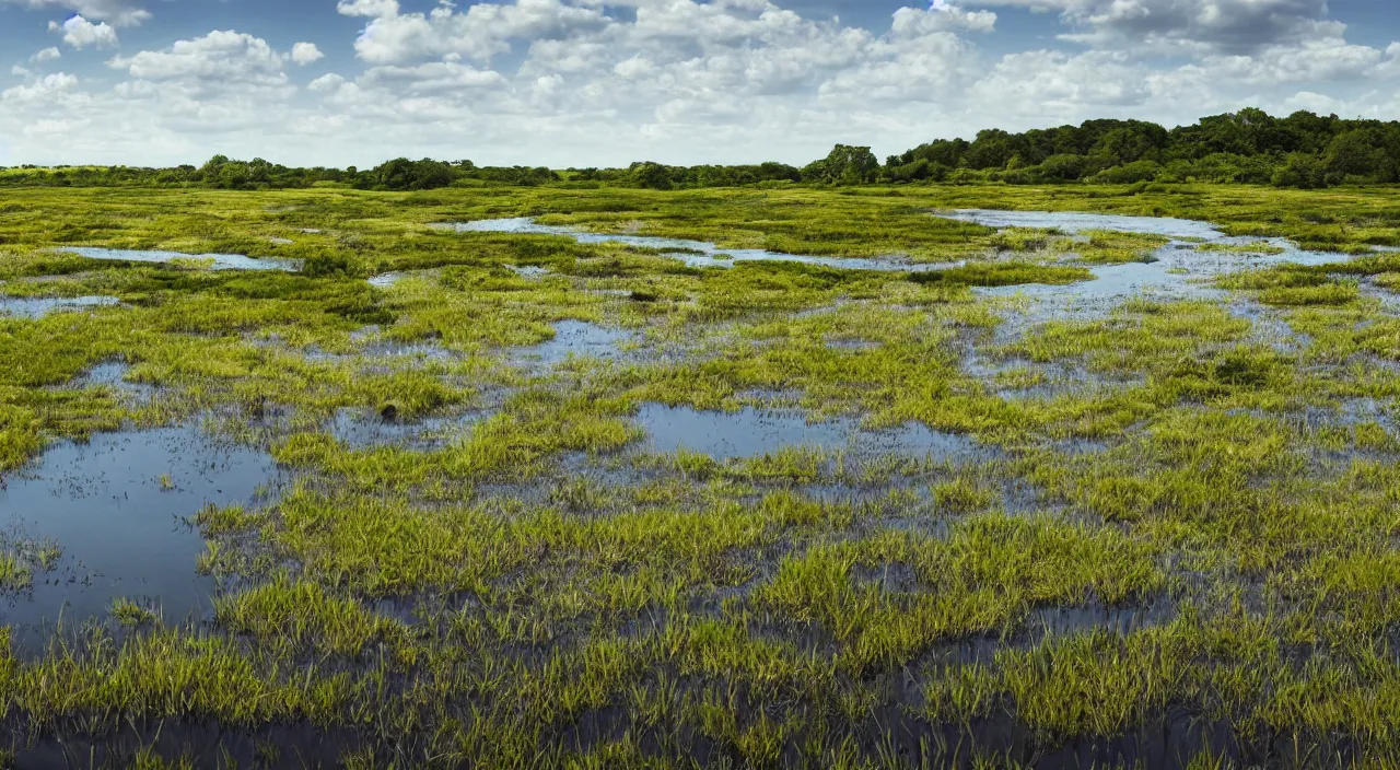 Prompt: majestic wetland landscape, high definition, high detail, 8k, photorealistic,