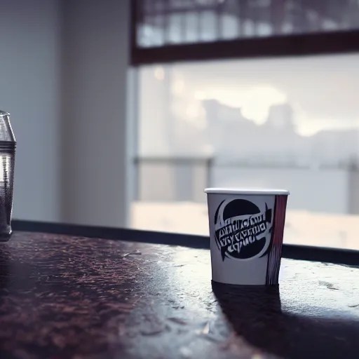 Prompt: : sloppy old cup of coffee spilling everywhere unrealengine ,cinematic, hyper realism, high detail, octane render, 8k