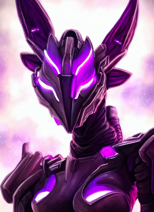 Image similar to cinematic goddess close shot, cosmic size beautiful stunning hot giant robot mecha female dragon, sharp cyborg dragon head, mawshot, metal ears, led purple eyes, smooth fuschia skin, smooth silver armor, in space, epic proportions, macro, epic size, epic scale, furry art, dragon art, giantess art, warframe fanart, furaffinity, octane