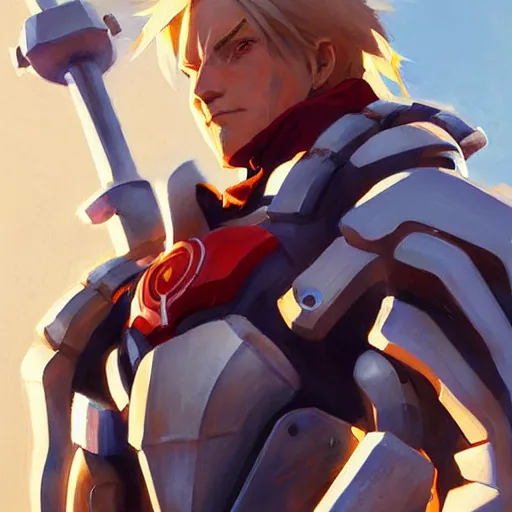 Image similar to greg manchess portrait painting of edward elric as overwatch character, medium shot, asymmetrical, profile picture, organic painting, sunny day, matte painting, bold shapes, hard edges, street art, trending on artstation, by huang guangjian and gil elvgren and sachin teng