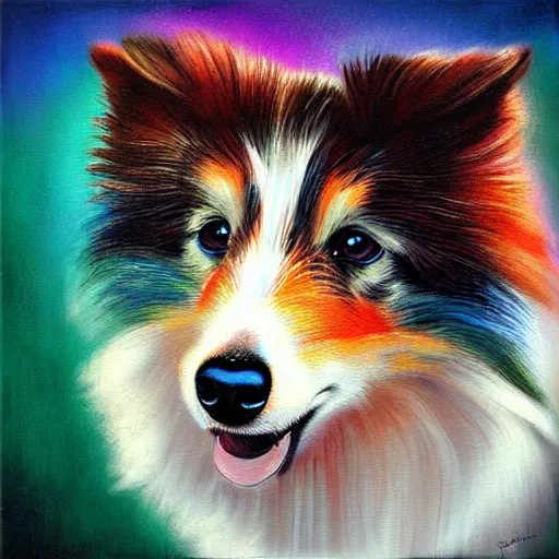 Image similar to a painting of a shetland sheepdog by Patrice murciano