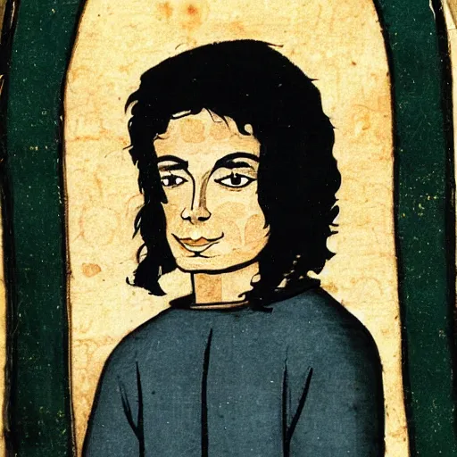 Image similar to medieval manuscript art of michael jackson