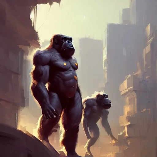 Image similar to 🦍🤖 digital Art, Greg rutkowski, Trending artstation,cinematic