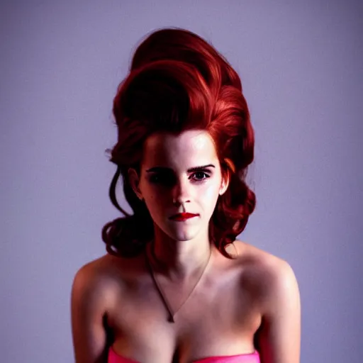 Prompt: Emma Watson as Jessica Rabbit, (Nikon, modelsociety, symmetric balance)