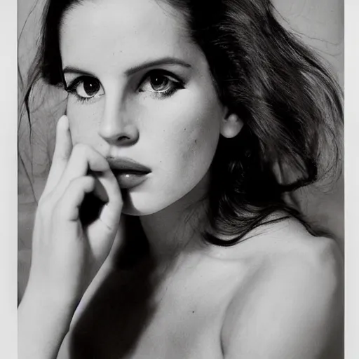 Prompt: portrait of lana del rey photographed by richard avedon