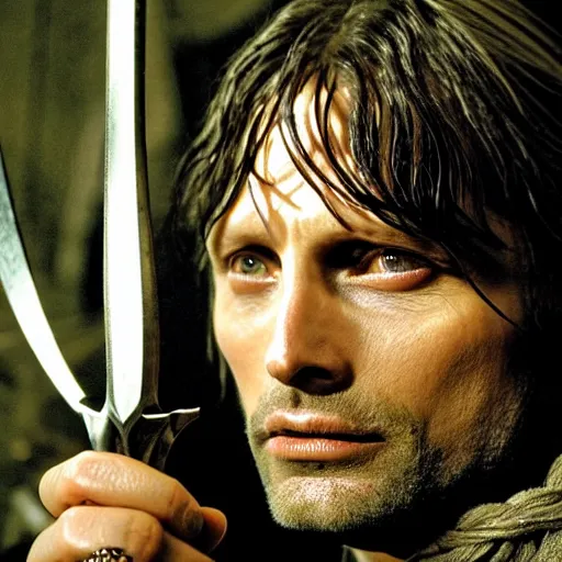 Image similar to mads mikkelsen as aragorn in lord of the rings