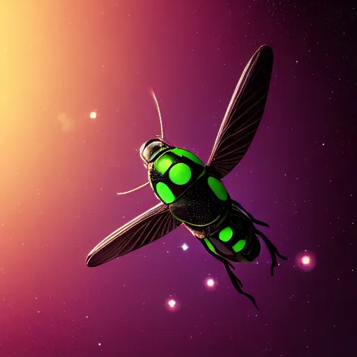 Image similar to A gundem fly in space, galaxy background, professional 3d render, studio quality, octane render