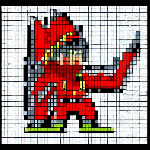 Image similar to Red Mage Statscowski (8-Bit Theater), pixel art