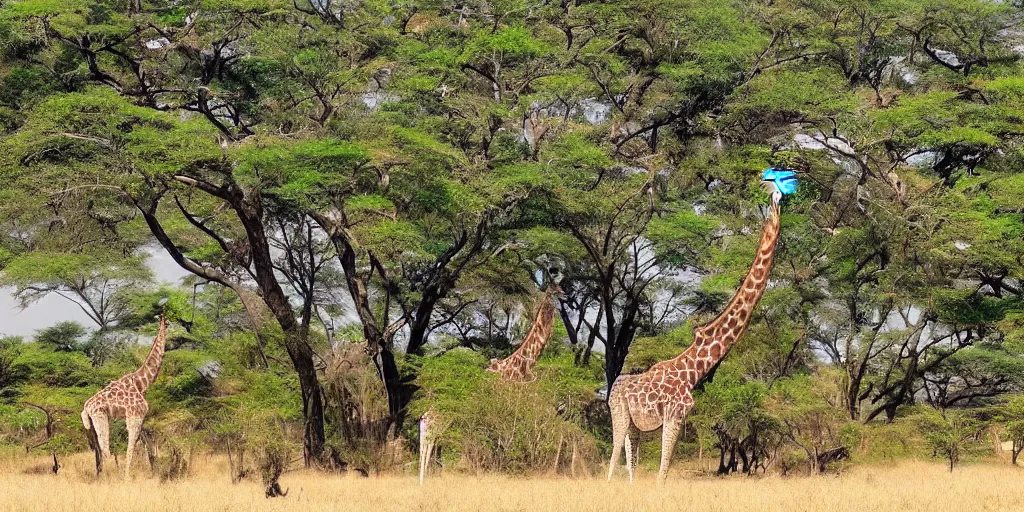 Prompt: “Shinto Gate in the middle of a savannah, a giraffe is near it, a tree is near it”