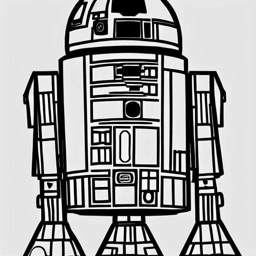 Image similar to full body black and white pencil sketch of muscular R2D2