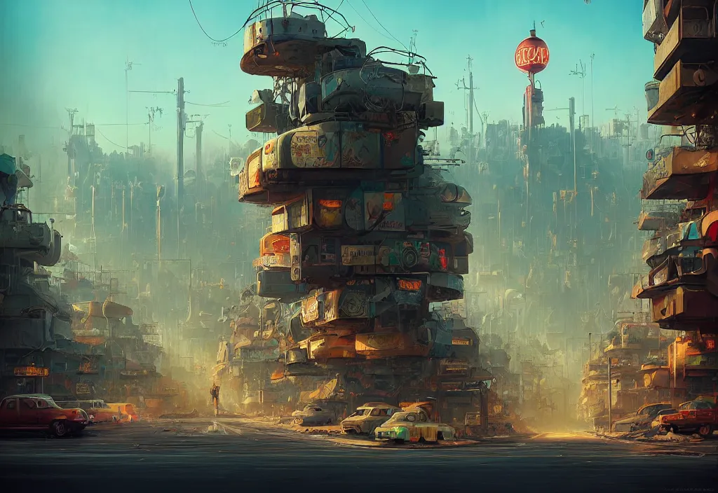 Image similar to A beautiful illustration of dystopian post-apocalyptic Las Vegas, trending on artstation, WLOP, cgsociety by Gediminas Pranckevicius, trending on cgsociety, Michaelangelo, bokeh, fractal Thunder glow by dan mumford