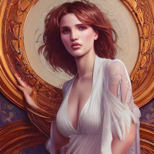 Prompt: ultra realistic illustration, bella thorne, wearing nighty, intricate, elegant, highly detailed, digital painting, artstation, concept art, smooth, sharp focus, illustration, art by artgerm and greg rutkowski and alphonse mucha