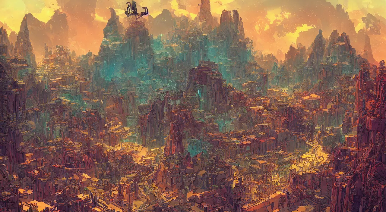 Image similar to vector wonderland bazaar zouk old egypt sky shine epic fantasy painting photoshop that looks like it is from borderlands and by feng zhu and loish and laurie greasley, victo ngai, andreas rocha, john harris