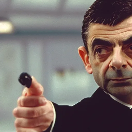 Image similar to film still of Rowan Atkinson in Matrix