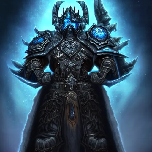 Prompt: world of warcraft lich king gigachad portrait