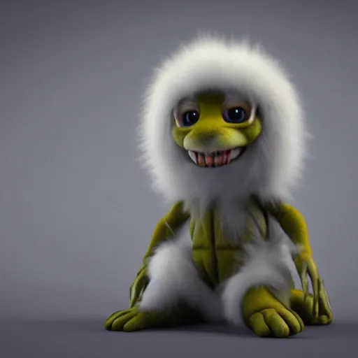 Prompt: cute fuzzy alien with detailed fur 3 d render unreal engine