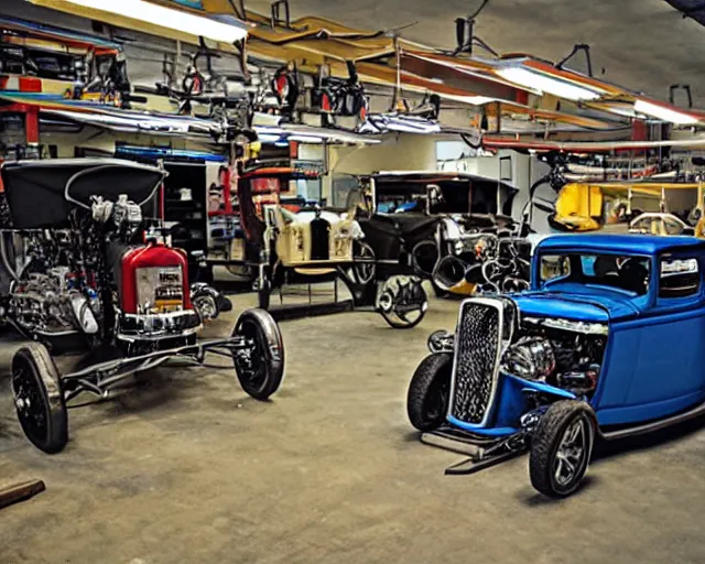 Prompt: hot rod garage