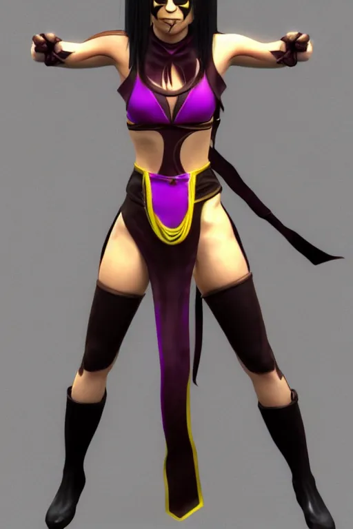 Image similar to mileena from mortal kombat 3 d render