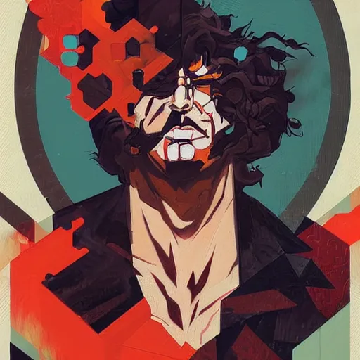 Prompt: Zagreus Hades profile picture by Sachin Teng, asymmetrical, Organic Painting , Matte Painting, geometric shapes, hard edges, graffiti, street art:2 by Sachin Teng:4