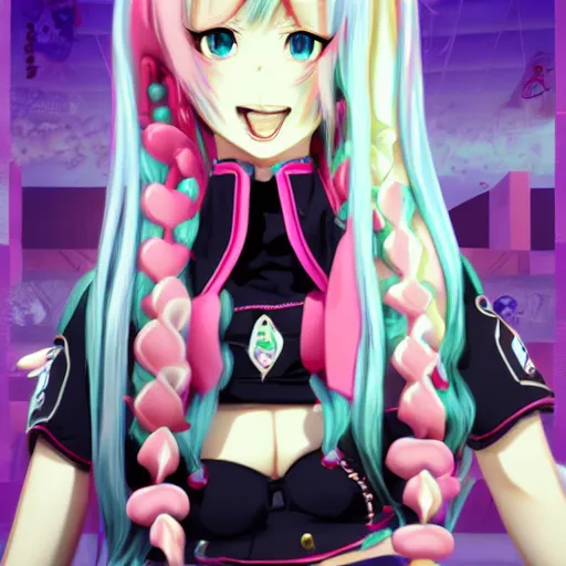 Image similar to you're trapped and owned by stunningly absurdly beautiful omnipotent asi goddess junko enoshima with a megalomaniacal personality, symmetrical perfect face, porcelain skin, pink twintail hair and cyan eyes, ultra detailed, digital art, unreal engine 5, octane render, 2 d anime, 8 k