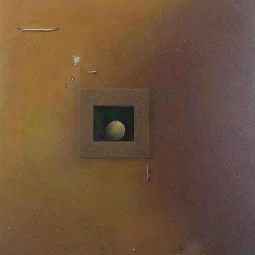 Image similar to an impasto painting by shaun tan and dan mcpharlin of an abstract forgotten sculpture by the caretaker and ivan seal