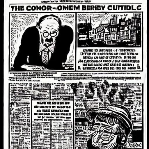 Image similar to Robert Crumb controversial comic, newspaper clipping, headline