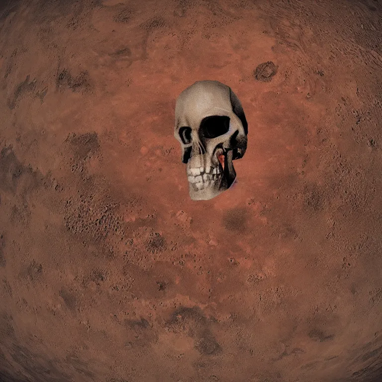 Image similar to Skull shaped planet earth in the style of Mars Chris