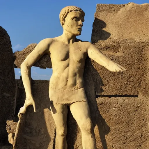 Prompt: archaeologists unearthing an ancient statue of Jerma985