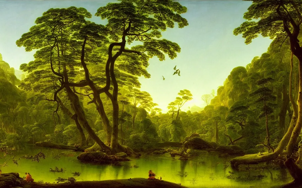 Prompt: a beautiful spring view of a tropical forest, magical landscape, art by caspar david friedrich and asher brown durand, intricate details, trending on artstationhq and wikiart