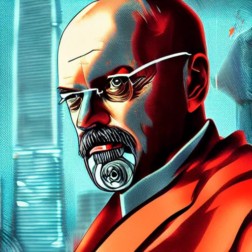 Image similar to cyberpunk vladimir lenin as the leader of a futuristic communist society, cybernetics, sharp lines, digital, artstation, colored in