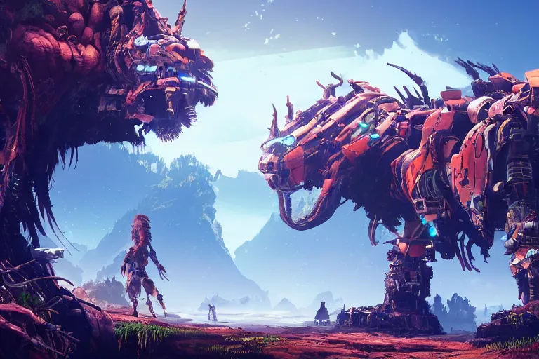 Image similar to bristleback machine mecanical creature robot of horizon forbidden west horizon zero dawn bioluminiscence global illumination ray tracing hdr fanart arstation by ian pesty and alena aenami artworks in 4 k