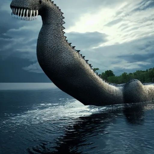 Image similar to loch ness monster, highly detailed, photorealistic portrait, bright studio setting, studio lighting, crisp quality and light reflections, unreal engine 5 quality render