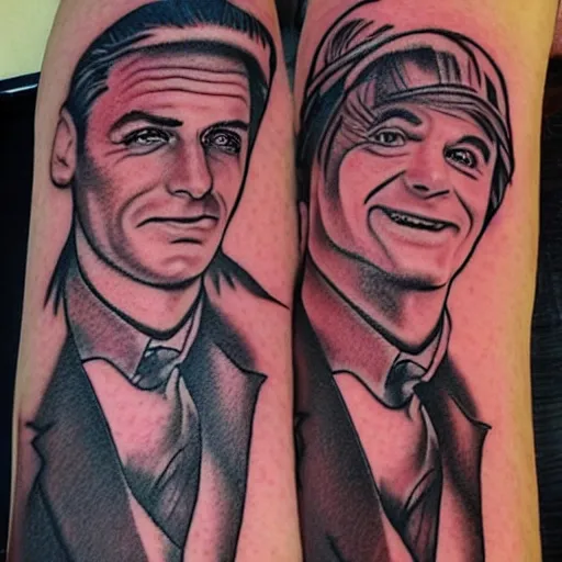 Image similar to tattoo design, stencil, portrait of marty and the doc from back to the future by artgerm