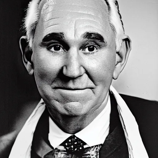 Prompt: An 1840\'s photograph of Roger Stone in a dress