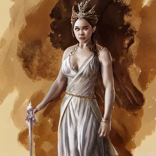 Prompt: Emilia Clarke as a Greek Goddess, Highly detailed, concept art