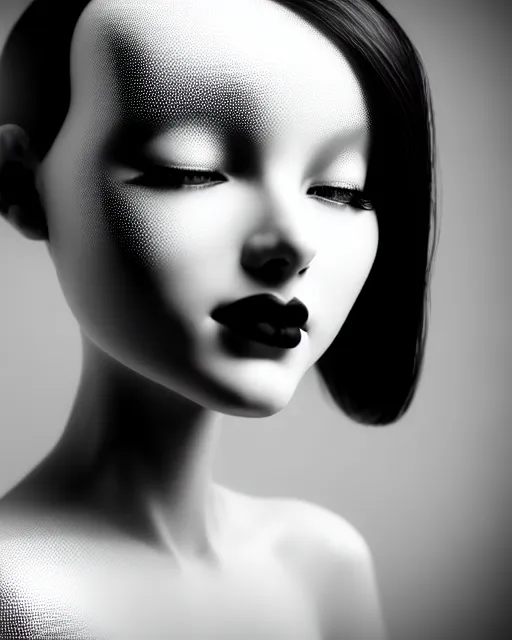 Image similar to black and white dreamy young beautiful female artificial intelligence, cinematic, rim light, photo - realistic, elegant, high detail, 8 k, masterpiece, photo taken in 1 9 3 0